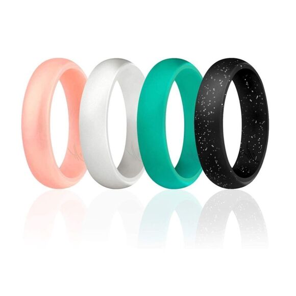 NWT Wool + Pepper Co. Silicone Wedding Ring Bridal Set (4 rings) - Picture 4 of 5